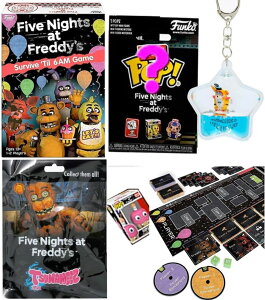 FNAF 5iCc Sim Bear Pizzeria Action Figure Pop Game Five Nights at Freddy's Simulator Bundled with FNAF Survive Til' 6AM! + Blind Bag Character Star Hanger Face + Bitty High Score Pop! 3 terrifying items ysAiz