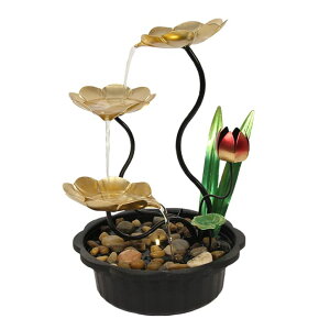   ̃IuWF e[ugbvt@Ee CeA Tabletop Water Fountain Indoor 3-Tier Flowing Bowls Soothing Waterfall Fountain Desktop Home Decor Fengshui Decoration with LED Light for Office and Home Relaxat