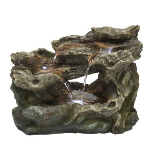   ̃IuWF e[ugbvt@Ee CeA Alpine Corporation WIN1334 10" Tall Tabletop 3-Tier Waterfall Rock Fountain with LED Lights, Indoor Decorative Water Feature for Desk, Table, Office, and Home, B
