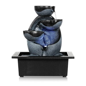   ̃IuWF e[ugbvt@Ee CeA WICHEMI Tabletop Fountain Waterfall Fountain Indoor Fountains Relaxation Water Feature Feng Shui Zen Meditation Desktop Fountain with LED Light for Home and Offi