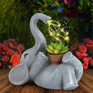 K[fCgLED\[[Cg \[[p[ GRECOMEIN Elephant Statue for Garden Decor with LED Solar Lights,Elephant Gifts for Women,Outdoor Statue Decorations,Garden Statues,Funny Patio and Outdoor Yard Decoration ysA