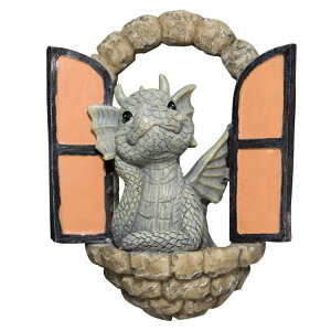 �K�[�f�����C�gLED�\�[���[���C�g �\�[���[�p���[ SHOWFEICAT Dragon Garden Ornament Resin Craft Ornament Statue Fairy Door Yard Art Outdoor and Garden Solar Light Luminous Sand Open Door Dragon Wall Statue Outdoors Decor (Eye to Eye) �y
