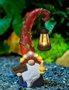 �K�[�f�����C�gLED�\�[���[���C�g �\�[���[�p���[ Vovkokc Gnome Garden Decor Statue Solar Lights Outdoor Decor with Succulent and 6 LED Lights,for Balcony,Garden,Patio,Yard,Lawn,Housewarming Birthday Gifts for Women/Mom/Grandma �y���s