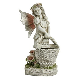 �K�[�f�����C�gLED�\�[���[���C�g �\�[���[�p���[ Garden Statue with Planter, Fairy Sculpture Flower Pot with Solar Light for Home Garden Planter Decoration, Yard Decor,Resin H 15 Inch (Fairy with Planter) �y���s�A���i�z