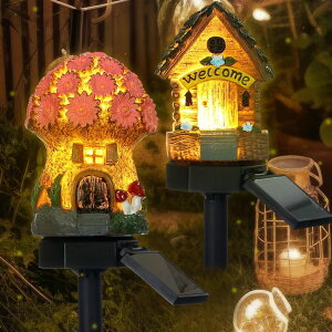 �K�[�f�����C�gLED�\�[���[���C�g �\�[���[�p���[ Rossesay 2 Pack Outdoor Garden Mushroom Fairy House Solar Light Home Statue LED Light Fairy Lights for Outside Garden Lawn Walkway Patio Yard Backyard Plant Decoration �y���s�A���i