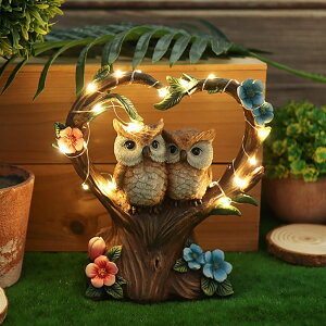 �K�[�f�����C�gLED�\�[���[���C�g �\�[���[�p���[ FLJZCZM Solar Garden Owl Statue, Owl Figurines with Solar LED Lights for Garden Patio Lawn Ornaments, Indoor Outdoor Decor Waterproof Garden Gift for Owl Lovers 7'' �y���s�A���i�z