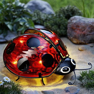 �K�[�f�����C�gLED�\�[���[���C�g �\�[���[�p���[ Elenon Garden Ladybug Decor Solar Lights, Metal Ladybugs Garden Figurines Outdoor Decorative, Solar Metal Yard Art Garden Sculptures & Statues for Patio Yard Pathway �y���s�A���i�z
