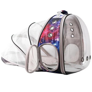 �C���R ���� �o�[�h �g���x���L�����A�[ Galaxy Blue Cat Bubble Backpack, Back Extension Space Capsule Astronaut Clear Window Fit up to 12 Pounds Cat, Vet Transport Carry Bookbag, Airline Approved �y���s�A���i�z