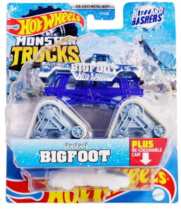 ホットウィール モンスタートラック Hot Wheels Monster Trucks Blizzard Bashers Bigfoot with re-Crushable car 【並行輸入品】