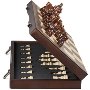 `FXZbg AMEROUS 15'' Magnetic Wooden Chess Set for Adults Kids - with Folding Board, Gift Package, Pieces Storage Slots, Handmade Pieces,Chess Board Game Set for Tournament Professional Beginner ysAiz