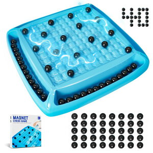 `FXZbg Magnetic Game Chess, Magnet Game Board Games for Kids 6-8-12, Magnet Chess Game for Adults, Family Game for Kids and Adults, Magnetic Game with 40 Pieces, Fun Birthday Gifts for Kids (Blue) ysAiz