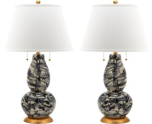 �T�t�@���B�� safavieh �e�[�u�������v �T�t�@�r�� �T�t�@���B�A SAFAVIEH Lighting Collection Modern Swirls Black/ White 29-inch Bedroom Living Room Home Office Desk Nightstand Table Lamp Set of 2 (LED Bulbs Included) �y���s�A���i