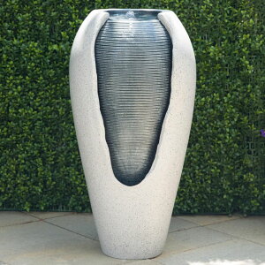   ̃IuWF e[ugbvt@Ee CeA Alpine Corporation DIG416 29" Two Tone Ribbed Jar Floor Fountain with LED Lights ? Elegant Indoor/Outdoor Water Feature, Easy Setup with Pump & Plug-in Design, G