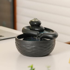   ̃IuWF e[ugbvt@Ee CeA Ceramic Tabletop Desktop Fountain Indoor Home Kitchen Office Decoration (Black) ysAiz