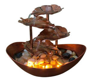   ̃IuWF e[ugbvt@Ee CeA YOUUGIOR Tabletop Water Fountain Lotus Leaf Flowing Water, Home D?cor Soothing Sound Machine with LED Night Light, Automatic Pump USB ysAiz