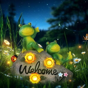 ガーデンライトLEDソーラーライト ソーラーパワー Generic Solar Garden Outdoor Statues Solar Frog Garden Decor Lawn Decor Frog Figurine for Patio with 4 LED Light Cute Frog Face with Solar Lights Gardening Gifts for Mom, Green 【並行