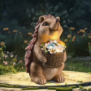 ガーデンライトLEDソーラーライト ソーラーパワー twinbling Solar Hedgehog Garden Statue with Flower Basket ? Outdoor Decorative Resin Figurine with Solar Light for Lawn, Yard & Patio Decor 【並行輸入品】