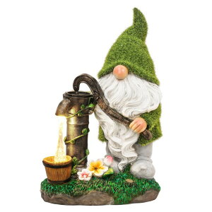 �K�[�f�����C�gLED�\�[���[���C�g �\�[���[�p���[ TERESA'S COLLECTIONS Resin Garden Gnomes Decor with Solar Lights, Green Outdoor Decorations for Porch Patio, Gifts for Women and Men�COutdoor Garden Decor Ornaments for Outside, 10 �y��