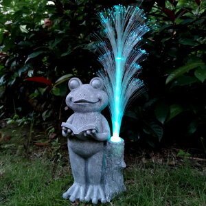 K[fCgLED\[[Cg \[[p[ RCTTICUU Frog Statue Solar Garden Decor,Resin Frog Statues and Colour Changing Optical Fiber Solar Lights,Outdoor Decoration for Balcony, Garden, Patio, Yard, Lawn,Gifts for Mom Grandm y