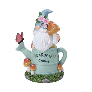 �K�[�f�����C�gLED�\�[���[���C�g �\�[���[�p���[ Ovewios Garden Gnome Statue, Novelty Gnome Outdoor Figurine with Watering Can Shape and Flowers Butterfly Decor - Resin Gnome Sculpture with Mushroom Solar Lights for Porch Patio Yard �y