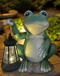 �K�[�f�����C�gLED�\�[���[���C�g �\�[���[�p���[ YODY Solar Garden Statues Outdoor Decor- Yard Decorations for Patio, Balcony, Backyard, Lawn Ornaments - Frog Figurines with LED Light- Unique Birthday House Warming Gifts for Women, M �y