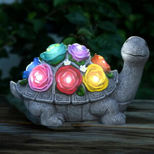 �K�[�f�����C�gLED�\�[���[���C�g �\�[���[�p���[ ACHYHAVIN Solar Garden Decor Turtle with Rose and 7 LED Lights - Outdoor Decor Tortoise Statue for Patio, Balcony, Yard Ornament, Unique Gifts for Mom. �y���s�A���i�z