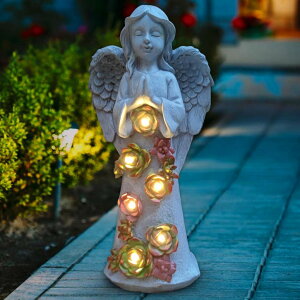 K[fCgLED\[[Cg \[[p[ VIOYOUNS Angel Solar Garden Outdoor Statues with Succulent Plants and 6 LED Lights? Outside Solar Garden Decor Figurines -Remembrance & Sympathy Gifts Decorations ysAiz