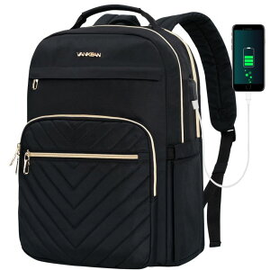 CR  o[h gxLA[ VANKEAN 17.3 Inch Laptop Backpack for Women Men Work Laptop Bag Fashion with USB Port, Waterproof Backpacks Nurse Stylish Travel Bags Casual Daypacks for College, Business, Black ysAiz