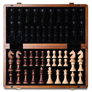 `FXZbg A&A 15" Magnetic Wooden Chess Set, Folding Chess Board, 3" King Height Knight Staunton Chess Pieces with 2 Extra Queen, Portable Travel Chess Set, Chess Game Sets for Adults ysAiz
