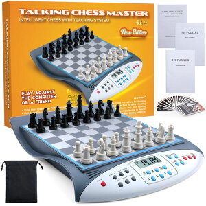 `FXZbg Talking Chess Master Electronic Chess Set with 2000 ELO Rating, Great for Brain Strategy Training, Strong Magnetic Chess Computer Game, 1-2 Player, Ideal Electronic Chess Board Gift for Kids Teenagers ysAiz
