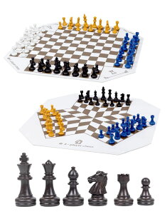 `FXZbg 3 or 4 Player Chess Board Game Set,64 Pieces Colorful Chess,Chess Game for Team Chess with a Leather Game Mat ysAiz