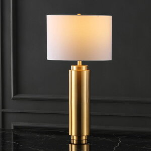 �T�t�@���B�� safavieh �e�[�u�������v �T�t�@�r�� �T�t�@���B�A SAFAVIEH Couture Lighting Collection Terry Modern Metal Pillar Gold/White 30-inch Bedroom Living Room Home Office Desk Nightstand Table Lamp (LED Bulb Included) �y���s