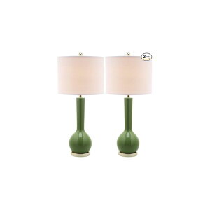 �T�t�@���B�� safavieh �e�[�u�������v �T�t�@�r�� �T�t�@���B�A SAFAVIEH Lighting Collection Mae Long Neck Modern Contemporary Green Ceramic 31-inch Bedroom Living Room Home Office Desk Nightstand Table Lamp Set of 2 (LED Bulbs Includ 