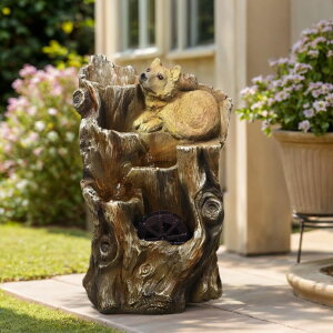 ガーデン 噴水 インテリア噴水 置き型 噴水 滝のオブジェ ウォーターフォールファウンテン TOLATR 19" Tall Outdoor Water Fountain with LED Lights 4 Tiers Modern Cascading Windmill Fountain with Groove Potted Plant for Garde