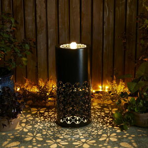 K[f  CeA u^  ̃IuWF EH[^[tH[t@Ee Glitzhome Metal Fountain Outdoor Water Fountain Bird Bath with LED Light, Pump & Adapter, Modern Metal Cutout Flower Water Fountains