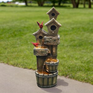 K[f  CeA u^  ̃IuWF EH[^[tH[t@Ee TOLATR 35" Tall Outdoor 4-Tier Birdhouse Floor Standing Water Fountain with LED Lights for Garden, Patio, Yard, Porch Art Home Decor