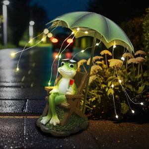 �K�[�f�����C�gLED�\�[���[���C�g �\�[���[�p���[ Solar Frog Outdoor Garden Statues Yard Decor - Solar Lantern LED Red Wine Frogs Umbrella Figurine with Lights Waterproof, Animal Statue Decoration Ornaments for Patio/Lawn Balcony/Back �y