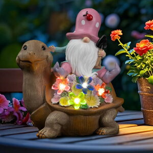 �K�[�f�����C�gLED�\�[���[���C�g �\�[���[�p���[ Solar Garden Outdoor Statue Turtle Gnome with Succulent and LED Light - Patio,Lawn,Garden,Tortoise Statue for Patio,Unique Housewarming Gifts �y���s�A���i�z