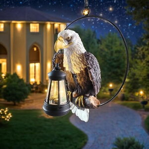 �K�[�f�����C�gLED�\�[���[���C�g �\�[���[�p���[ RKGOMDMU American Bald Eagle Statue with Solar Light - 11.81-inch Yard Art Resin Bald Eagle Decoration,for Patio, Garden, Lawn,Bald Eagle Gifts for Men �y���s�A���i�z