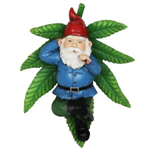 K[fCgLED\[[Cg \[[p[ Exhart Smoking Garden Gnome Statue with LED Light-Up Pot Leaf, Battery Powered Timer, Durable Resin Outdoor Decor, Funny Gnomes Yard Art, 12.5 x 9.5 x 5 Inch ysAiz