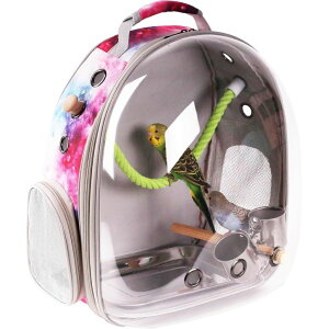 �C���R ���� �o�[�h �g���x���L�����A�[ Bird Travel Carrier Cage, Space Capsule Clear Bubble Window Backpack to Carry and Transport Small Birds Like Parakeet Cockatiel Conure Budgies Parrot to Vet and Outdoor Adventure (Galaxy Pink, �y��
