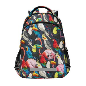 �C���R ���� �o�[�h �g���x���L�����A�[ JHKKU Kids Backpack for Boys Girls Bookbags Colorful Exotic Birds School Backpack Elementary Bags Travel Daypack Lightweight Waterproof with Reflective Strip �y���s�A���i�z