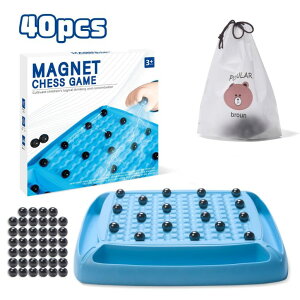 `FXZbg Magnetic Game Chess, Magnet Chess Fun Family Games for Kids and Adults,Magnet Chess Game with 40Pcs Magnetic Stones,Table Top Magnetic Board Game,2-4 Players ysAiz