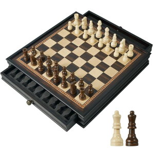 `FXZbg BIVOMON 12.5ff Wooden Chess Set, Magnetic Chess Pieces with 2 Built-in Storage Drawers - Chess Broad Game for Beginner, Kids, Adults - 2 Bonus Extra Queens ysAiz