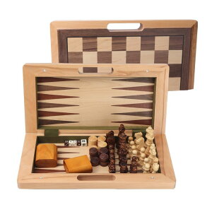 `FXZbg GSE Games & Sports Expert 16" Deluxe 3-in-1 Wooden Folding Chess, Checker and Backgammon Board Game Combo Set, Portable Travel Game Set for Kids & Adults ysAiz