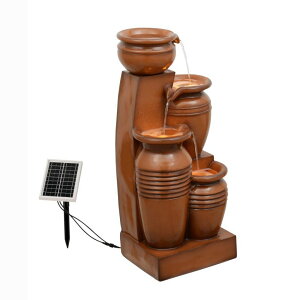 K[f  CeA u^  ̃IuWF EH[^[tH[t@Ee Teamson Home 28.7" 4-Tier Cascading Bowl Solar Powered Water Fountain with LED for Outdoor Living Spaces, Brown ysAi