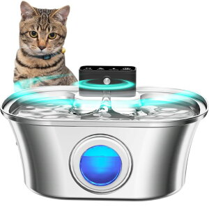��� ���� ��̃I�u�W�F �e�[�u���g�b�v�t�@�E���e�� �C���e���A���� PIPARTIE Wireless Cat Water Fountain Stainless Steel, 3.2L Pet Fountain Battery Operated,Cordless Cat Fountain for Cats&Dog with Motion Sensor, Quiet Indoor Cat 