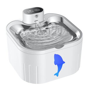   ̃IuWF e[ugbvt@Ee CeA Senyoson Wireless Cat Water Fountain Stainless Steel, 101oz/3.2L Cat Fountain Battery Operated, Cordless Pet Water Fountain for Cats & Dogs with Motion Sensor, U