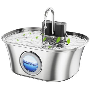   ̃IuWF e[ugbvt@Ee CeA FWMB Cat Water Fountain Wireless - Battery Operated Stainless Steel Cat Fountain, Automatic Cordless Pet Water Fountain Indoor, Easy Clean BPA-Free for Cats, Dog