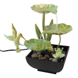 ��� ���� ��̃I�u�W�F �e�[�u���g�b�v�t�@�E���e�� �C���e���A���� Tabletop Water Fountain, Bird Lotus Waterfall Fountain with LED Lights and Silent Pump, USB Flowing Water Landscape Fountain Decor for Living Room Office Garden 